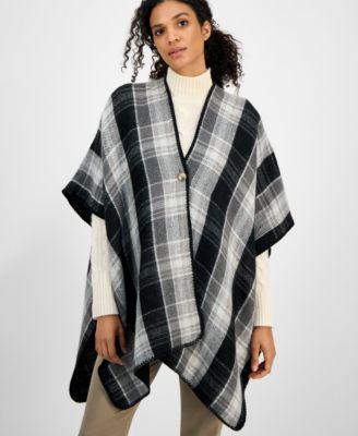 Style & Co - Plaid to Solid Reversible Topper