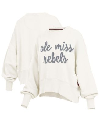 Pressbox - Women's Cream Ole Miss Rebels Chelsea Oversized Pullover Sweatshirt