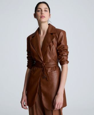 Kenneth Cole - Women's Faux Leather Belted Trench Coat