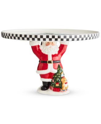 Christmas Tree Black & White Santa Footed Treat Tray image