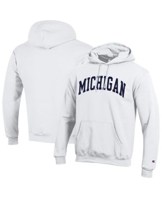Champion - Men's White Michigan Wolverines Basic Arch Fleece Pullover Hoodie