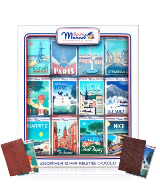 Sacre Marcel - Map of France Gift Box with 12 Mini Chocolate Bars, 3.5oz