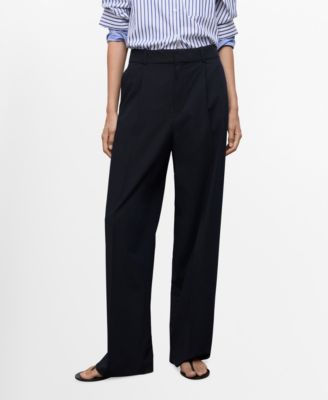 MANGO - Women's Low-Rise Wide-Leg Pants