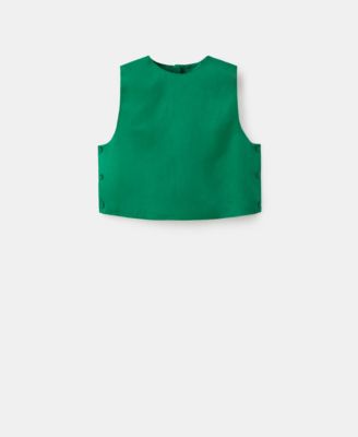 MANGO - Women's Buttoned Linen Blend Top