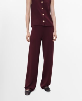 MANGO - Women's Elastic Waistband Knitted Pants