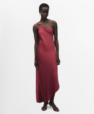 MANGO - Women's Asymmetrical Satin Dress