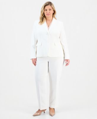 Le Suit - Plus Size Notch-Lapel Mid-Rise Pantsuit