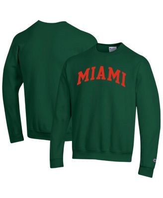 Champion - Men's Green Miami Hurricanes Basic Arch Fleece Pullover Sweatshirt