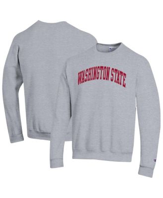 Champion - Men's Heather Gray Washington State Cougars Basic Arch Fleece Pullover Sweatshirt