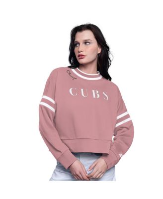 Starter - Women's&nbsp; Pink Chicago Cubs Power Play Cropped Pullover Sweatshirt