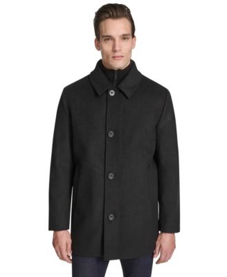 Kenneth Cole - Men's Stand-Collar Zip-Bib Button Car Coat