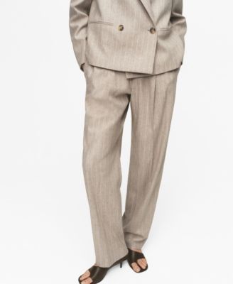 MANGO - Women's Pinstripe Wool Suit Pants