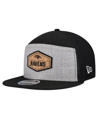 New Era - Men's Gray/Black Baltimore Ravens Cork Split Panel 9FIFTY Trucker Snapback Hat