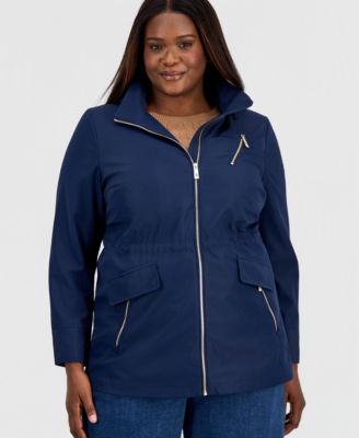 Michael Kors - Plus Size Zip-Front Hooded Anorak