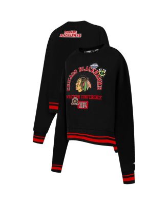 Pro Standard - Women's Black Chicago Blackhawks Area Code Cropped Pullover Sweatshirt
