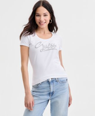 GUESS - Women's Short-Sleeve Script-Logo T-Shirt