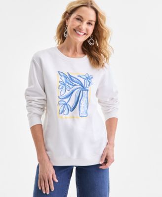 Style & Co - Petite Vase Graphic Pull-On Sweatshirt