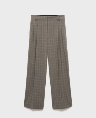MANGO - Women's Wide-Leg Check Suit Pants