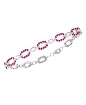 Macy's - Lab-Grown Ruby (2 ct. t.w.) Bracelet in Sterling Silver (also in Sapphire)
