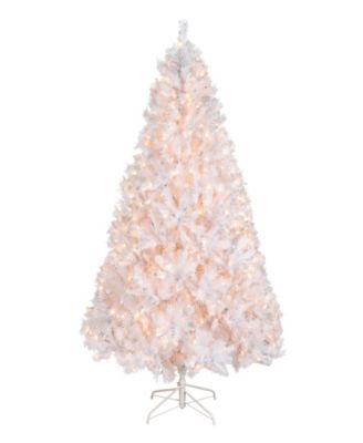 National Tree Company - National Tree 7' Winchester White Pine Hinged Tree with Silver Glitter and 450 Clear Lights