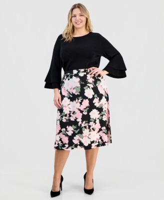 Kasper - Pull-On Midi Flared Skirt
