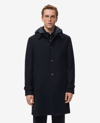 MANGO - Men's Detachable Hood Wool Coat