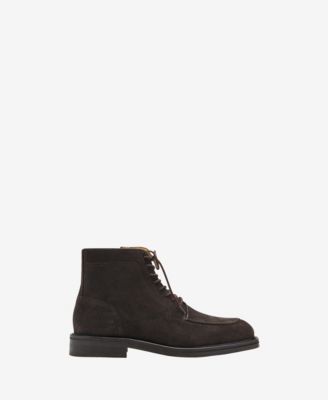 MANGO - Men's Lace-Up Leather Ankle Boots