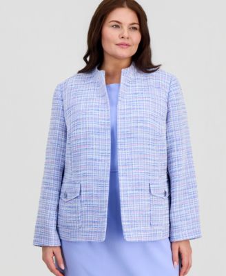 Kasper - Plus Size Open-Front Tweed Jacket