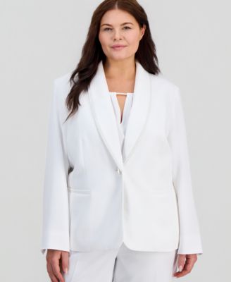 Kasper - Plus Size Pearl-Trim Shawl-Collar Jacket