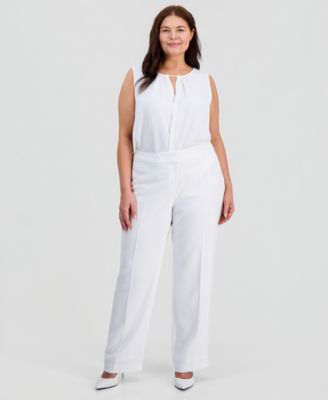 Kasper - Plus Size High-Rise Straight-Leg Pants