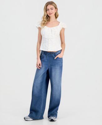 Vanilla Star - Juniors' Embroidered Drawstring Jeans