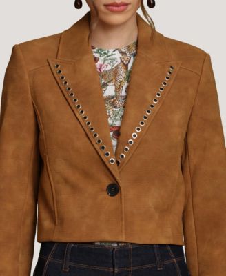 Avec Les Filles - Women's Cropped Spread Collar Blazer