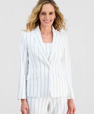 Kasper - Women's Pinstripe One-Button Notch-Collar Jacket