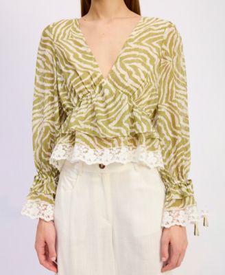 En Saison - Women's V-Neck Pull-On Blouse