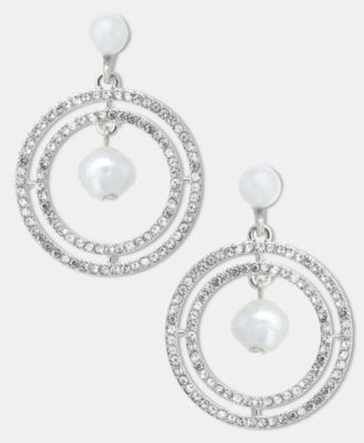 Givenchy - Pav&eacute; & Imitation Pearl Orbital Drop Earrings