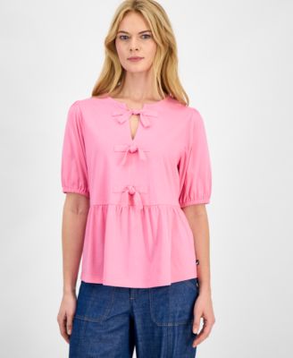 Nautica - Women's Solid Bow Peplum Top
