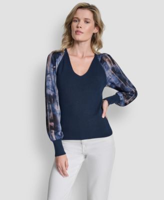 DKNY - Women's Long Sleeve V-Neck Top