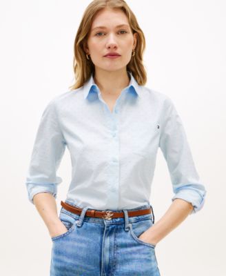 Tommy Hilfiger - Women's Clip Dot Roll-Tab Collared Shirt