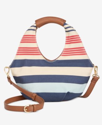 On 34th - Alyii Stripe Canvas Top Handle Bag