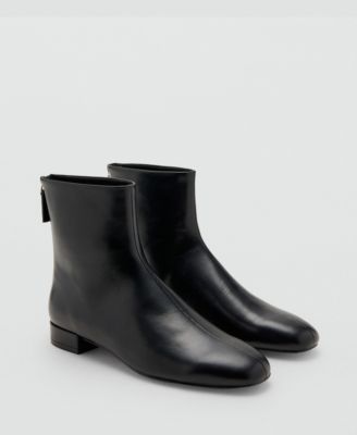 MANGO - Women's Zipped Leather Ankle Boots