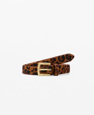 MANGO - Women's Leopard Fur Leather Belt