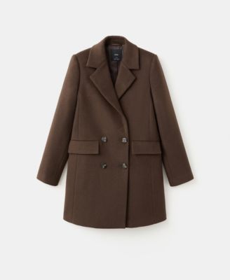 MANGO - Women's Double-Breasted Wool Blend Coat