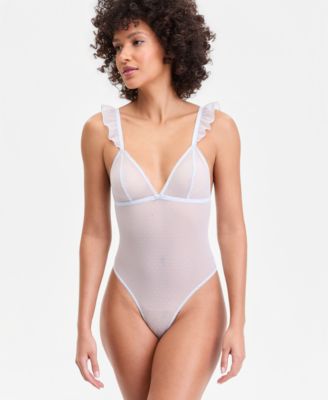 I.N.C. International Concepts - Women's Dot Mesh Flutter Bodysuit