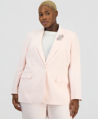 Anne Klein - Plus Size Embellished Peak-Lapel Blazer