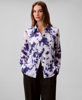 Calvin Klein - Women's Printed Relaxed Button-Down Shirt