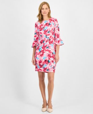 Kasper - Petite Printed Flutter-Sleeve Sheath Dress