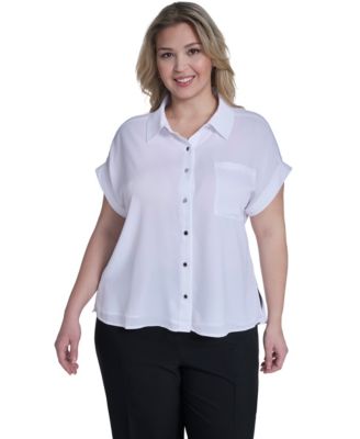 Calvin Klein - Plus Size Short-Sleeve Camp Button-Down Shirt