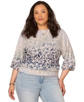 Democracy - Plus Size 3/4-Length Dolman Blouson Sleeve Pull-On Sweater