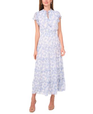 MSK - Petite Split Neck Tiered Maxi Dress