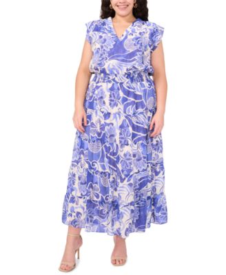 MSK - Plus Size Printed Sleeveless Maxi Dress